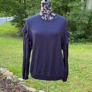 Time And Tru Women's Ruffled Long Sleeve Crew Neck Pullover Sweater Medium 8-10